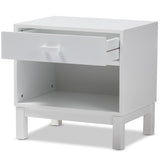 Baxton Studio Deirdre Modern and Contemporary White Wood 1-Drawer Nightstand