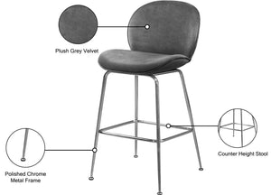 Paris Velvet / Engineered Wood / Metal / Foam Contemporary Grey Velvet Stool - 21" W x 18" D x 38" H