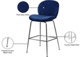 Paris Velvet / Engineered Wood / Metal / Foam Contemporary Navy Velvet Stool - 21" W x 18" D x 38" H