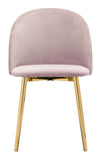 Zuo Modern Cozy 100% Polyester, Plywood, Steel Modern Commercial Grade Dining Chair Set - Set of 2 Pink, Gold 100% Polyester, Plywood, Steel