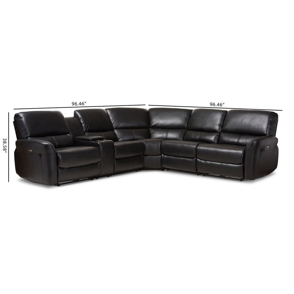 Amaris Modern Contemporary Bonded Leather 5 Piece Power Reclining SEctional Sofa with USB Ports