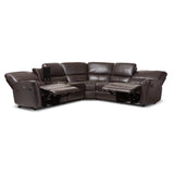 Baxton Studio Amaris Modern and Contemporary Dark Brown Bonded Leather 5-Piece Power Reclining Sectional Sofa with USB Ports