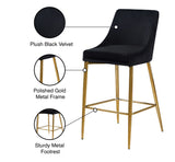 Karina Velvet / Engineered Wood / Metal / Foam Contemporary Black Velvet Stool - 17" W x 21.5" D x 38" H