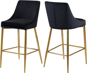 Karina Velvet / Engineered Wood / Metal / Foam Contemporary Black Velvet Stool - 17" W x 21.5" D x 38" H