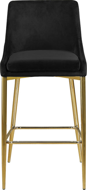 Karina Velvet / Engineered Wood / Metal / Foam Contemporary Black Velvet Stool - 17" W x 21.5" D x 38" H