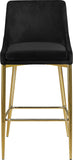 Karina Velvet / Engineered Wood / Metal / Foam Contemporary Black Velvet Stool - 17" W x 21.5" D x 38" H