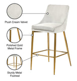 Karina Velvet / Engineered Wood / Metal / Foam Contemporary Cream Velvet Stool - 17" W x 21.5" D x 38" H