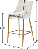 Karina Velvet / Engineered Wood / Metal / Foam Contemporary Cream Velvet Stool - 17" W x 21.5" D x 38" H