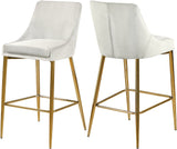 Karina Velvet / Engineered Wood / Metal / Foam Contemporary Cream Velvet Stool - 17" W x 21.5" D x 38" H