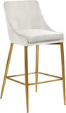 Karina Velvet / Engineered Wood / Metal / Foam Contemporary Cream Velvet Stool - 17" W x 21.5" D x 38" H