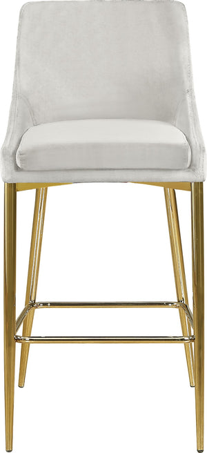 Karina Velvet / Engineered Wood / Metal / Foam Contemporary Cream Velvet Stool - 17" W x 21.5" D x 38" H