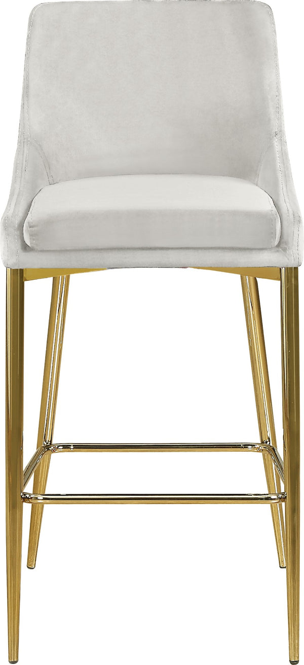 Karina Velvet / Engineered Wood / Metal / Foam Contemporary Cream Velvet Stool - 17" W x 21.5" D x 38" H