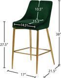 Karina Velvet / Engineered Wood / Metal / Foam Contemporary Green Velvet Stool - 17" W x 21.5" D x 38" H