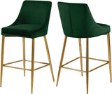 Karina Velvet / Engineered Wood / Metal / Foam Contemporary Green Velvet Stool - 17" W x 21.5" D x 38" H