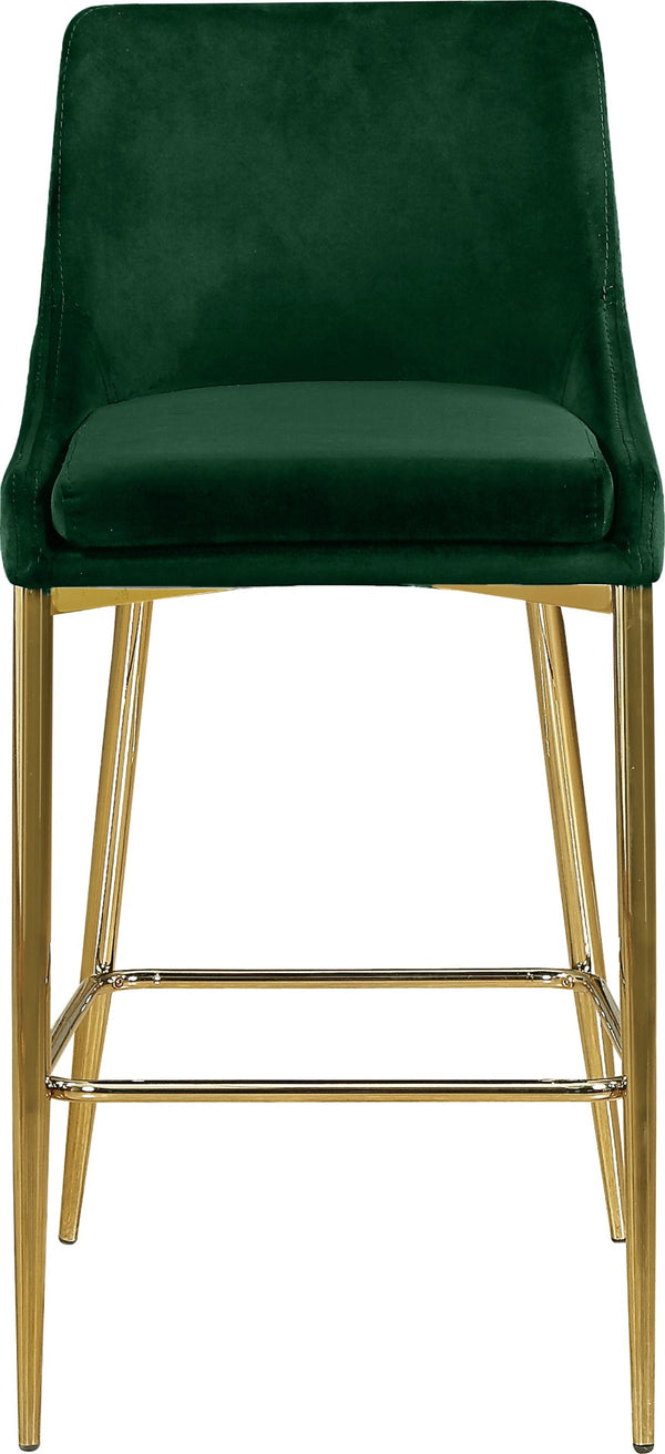 Karina Velvet / Engineered Wood / Metal / Foam Contemporary Green Velvet Stool - 17" W x 21.5" D x 38" H