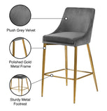 Karina Velvet / Engineered Wood / Metal / Foam Contemporary Grey Velvet Stool - 17" W x 21.5" D x 38" H