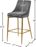 Karina Velvet / Engineered Wood / Metal / Foam Contemporary Grey Velvet Stool - 17" W x 21.5" D x 38" H