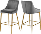 Karina Velvet / Engineered Wood / Metal / Foam Contemporary Grey Velvet Stool - 17" W x 21.5" D x 38" H