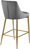 Karina Velvet / Engineered Wood / Metal / Foam Contemporary Grey Velvet Stool - 17" W x 21.5" D x 38" H