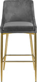 Karina Velvet / Engineered Wood / Metal / Foam Contemporary Grey Velvet Stool - 17" W x 21.5" D x 38" H