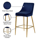 Karina Velvet / Engineered Wood / Metal / Foam Contemporary Navy Velvet Stool - 17" W x 21.5" D x 38" H