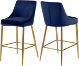 Karina Velvet / Engineered Wood / Metal / Foam Contemporary Navy Velvet Stool - 17" W x 21.5" D x 38" H