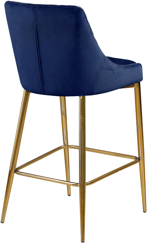 Karina Velvet / Engineered Wood / Metal / Foam Contemporary Navy Velvet Stool - 17" W x 21.5" D x 38" H