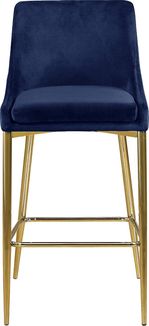 Karina Velvet / Engineered Wood / Metal / Foam Contemporary Navy Velvet Stool - 17" W x 21.5" D x 38" H