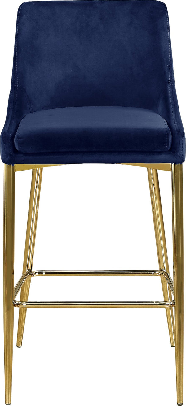 Karina Velvet / Engineered Wood / Metal / Foam Contemporary Navy Velvet Stool - 17" W x 21.5" D x 38" H