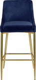 Karina Velvet / Engineered Wood / Metal / Foam Contemporary Navy Velvet Stool - 17" W x 21.5" D x 38" H