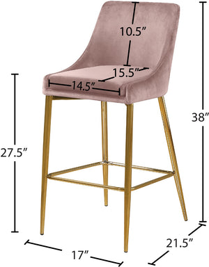 Karina Velvet / Engineered Wood / Metal / Foam Contemporary Pink Velvet Stool - 17" W x 21.5" D x 38" H