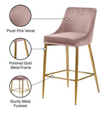 Karina Velvet / Engineered Wood / Metal / Foam Contemporary Pink Velvet Stool - 17" W x 21.5" D x 38" H