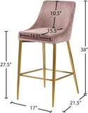 Karina Velvet / Engineered Wood / Metal / Foam Contemporary Pink Velvet Stool - 17" W x 21.5" D x 38" H