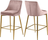 Karina Velvet / Engineered Wood / Metal / Foam Contemporary Pink Velvet Stool - 17" W x 21.5" D x 38" H