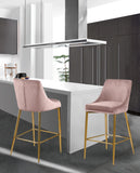 Karina Velvet / Engineered Wood / Metal / Foam Contemporary Pink Velvet Stool - 17" W x 21.5" D x 38" H