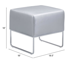 Zuo Modern Plush 100% Polyurethane, Plywood, Steel Modern Commercial Grade Ottoman Silver, Chrome 100% Polyurethane, Plywood, Steel