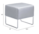 Zuo Modern Plush 100% Polyurethane, Plywood, Steel Modern Commercial Grade Ottoman Silver, Chrome 100% Polyurethane, Plywood, Steel