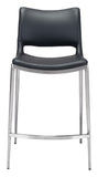 English Elm EE2648 100% Polyurethane, Plywood, Stainless Steel Modern Commercial Grade Counter Chair Set - Set of 2 Black, Silver 100% Polyurethane, Plywood, Stainless Steel