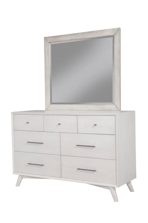 Alpine Furniture Flynn Mid Century Modern Mirror, Gray 966G-06 Gray Mahogany Solids & Okoume Veneer 42 x 1 x 37