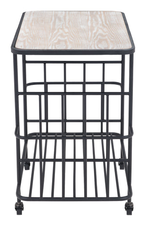 Zuo Modern Argus MDF, Steel Modern Commercial Grade Bar Cart Natural, Black MDF, Steel