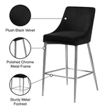 Karina Velvet / Engineered Wood / Metal / Foam Contemporary Black Velvet Stool - 17" W x 21.5" D x 38" H