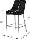 Karina Velvet / Engineered Wood / Metal / Foam Contemporary Black Velvet Stool - 17" W x 21.5" D x 38" H