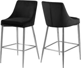 Karina Velvet / Engineered Wood / Metal / Foam Contemporary Black Velvet Stool - 17" W x 21.5" D x 38" H