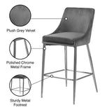 Karina Velvet / Engineered Wood / Metal / Foam Contemporary Grey Velvet Stool - 17" W x 21.5" D x 38" H