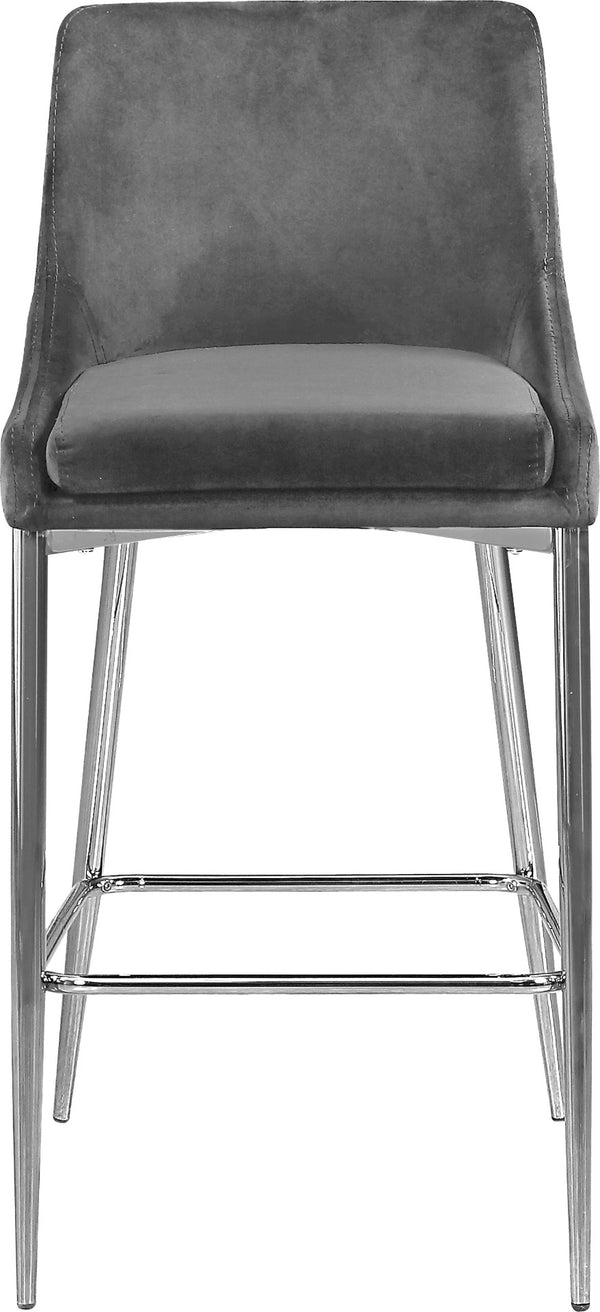 Karina Velvet / Engineered Wood / Metal / Foam Contemporary Grey Velvet Stool - 17" W x 21.5" D x 38" H