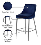 Karina Velvet / Engineered Wood / Metal / Foam Contemporary Navy Velvet Stool - 17" W x 21.5" D x 38" H