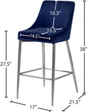 Karina Velvet / Engineered Wood / Metal / Foam Contemporary Navy Velvet Stool - 17" W x 21.5" D x 38" H