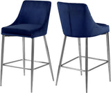 Karina Velvet / Engineered Wood / Metal / Foam Contemporary Navy Velvet Stool - 17" W x 21.5" D x 38" H