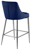 Karina Velvet / Engineered Wood / Metal / Foam Contemporary Navy Velvet Stool - 17" W x 21.5" D x 38" H