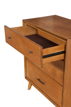 Alpine Furniture Flynn Mid Century Modern 3 Drawer Small Chest, Acorn 966-04 Acorn Mahogany Solids & Okoume Veneer 32 x 18 x 36